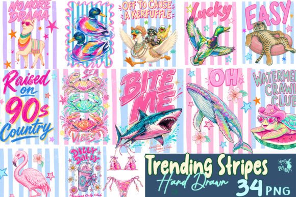 Trending Stripes Hand Drawn Bundle Graphic Illustrations By Magic Rabbit