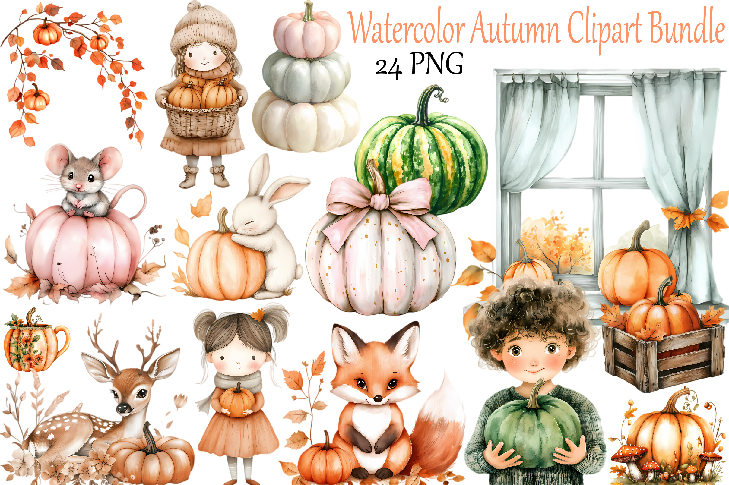 Watercolor Autumn Clipart Bundle Graphic by THE MASTERMIND · Creative ...