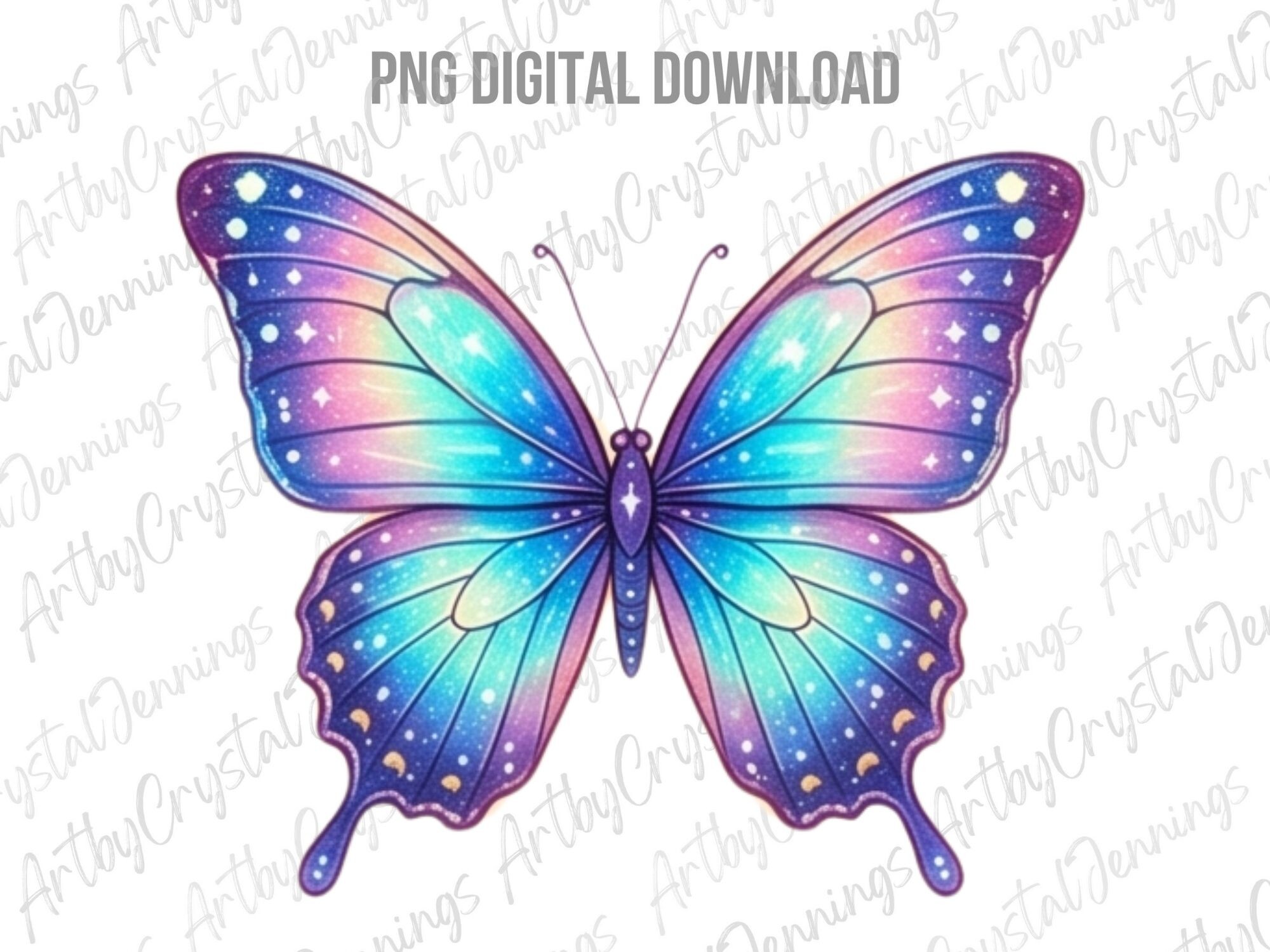 Watercolor Celestial Butterfly PNG