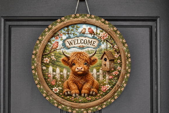 Welcome Highland Cow Door Sign
