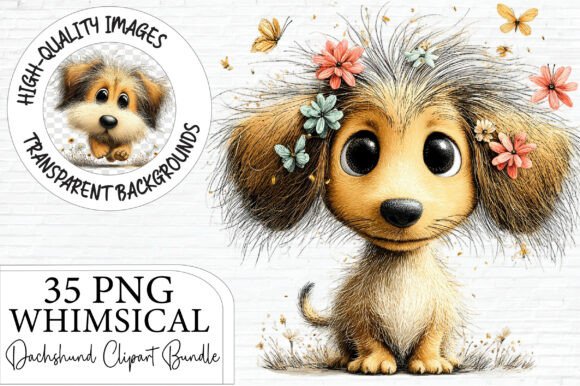 whimsical dachshund clipart svg for cricut boho wall art dog mom gifts
