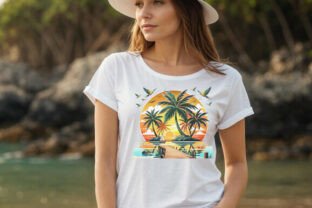 6 PNG Vintage Palm Tree Sunset Graphic by YA design · Creative Fabrica