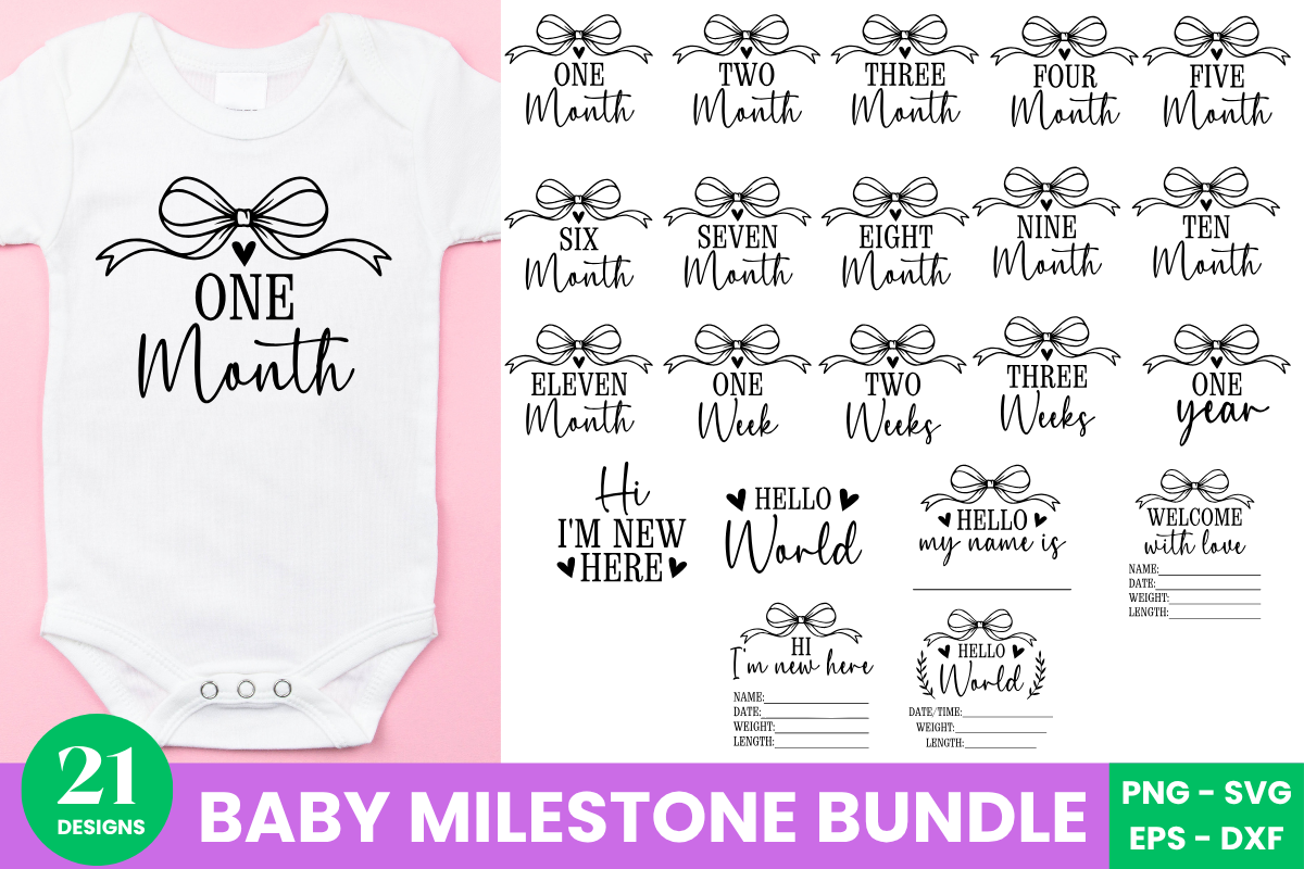 Baby Milestone SVG Bundle Graphic by Three Dove · Creative Fabrica