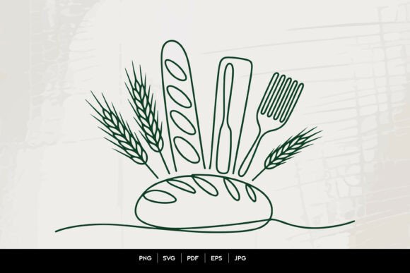 Bakery Bread Line Art Vector