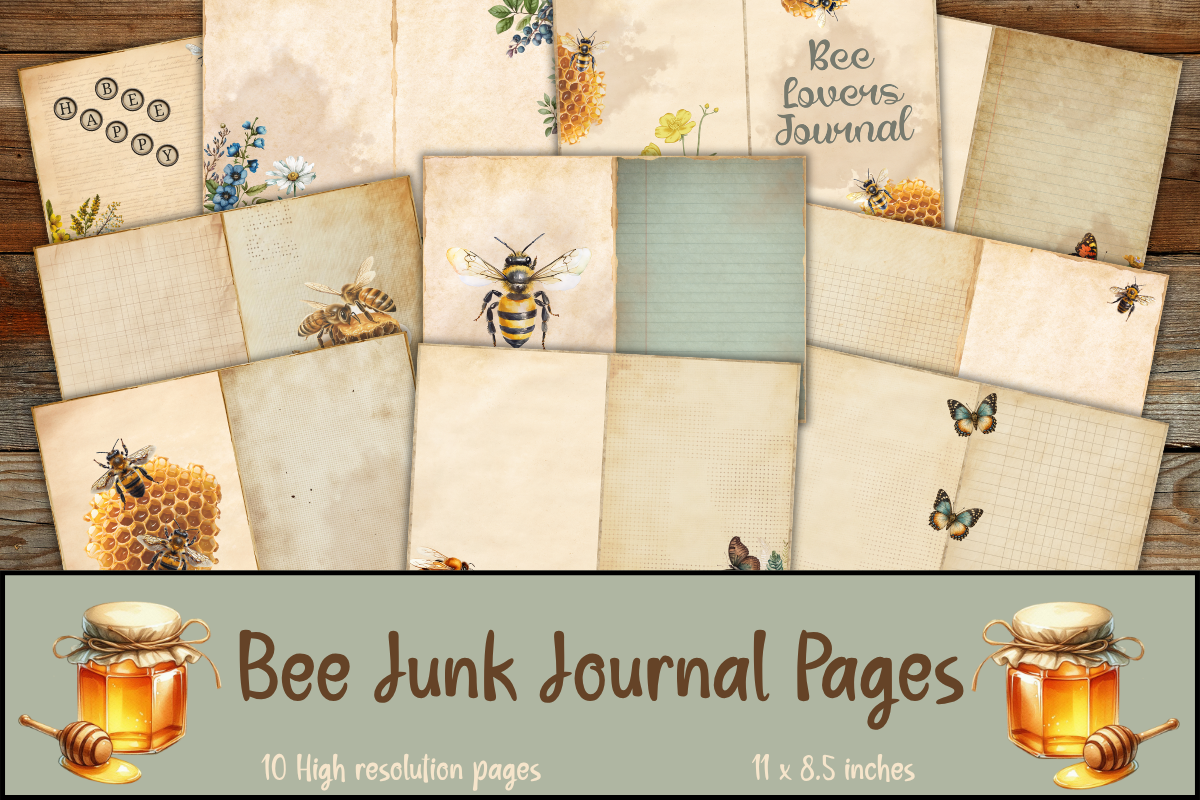 Bee Lovers Junk Journal Mini Kit, Graphic by Shabby paper boutique ...