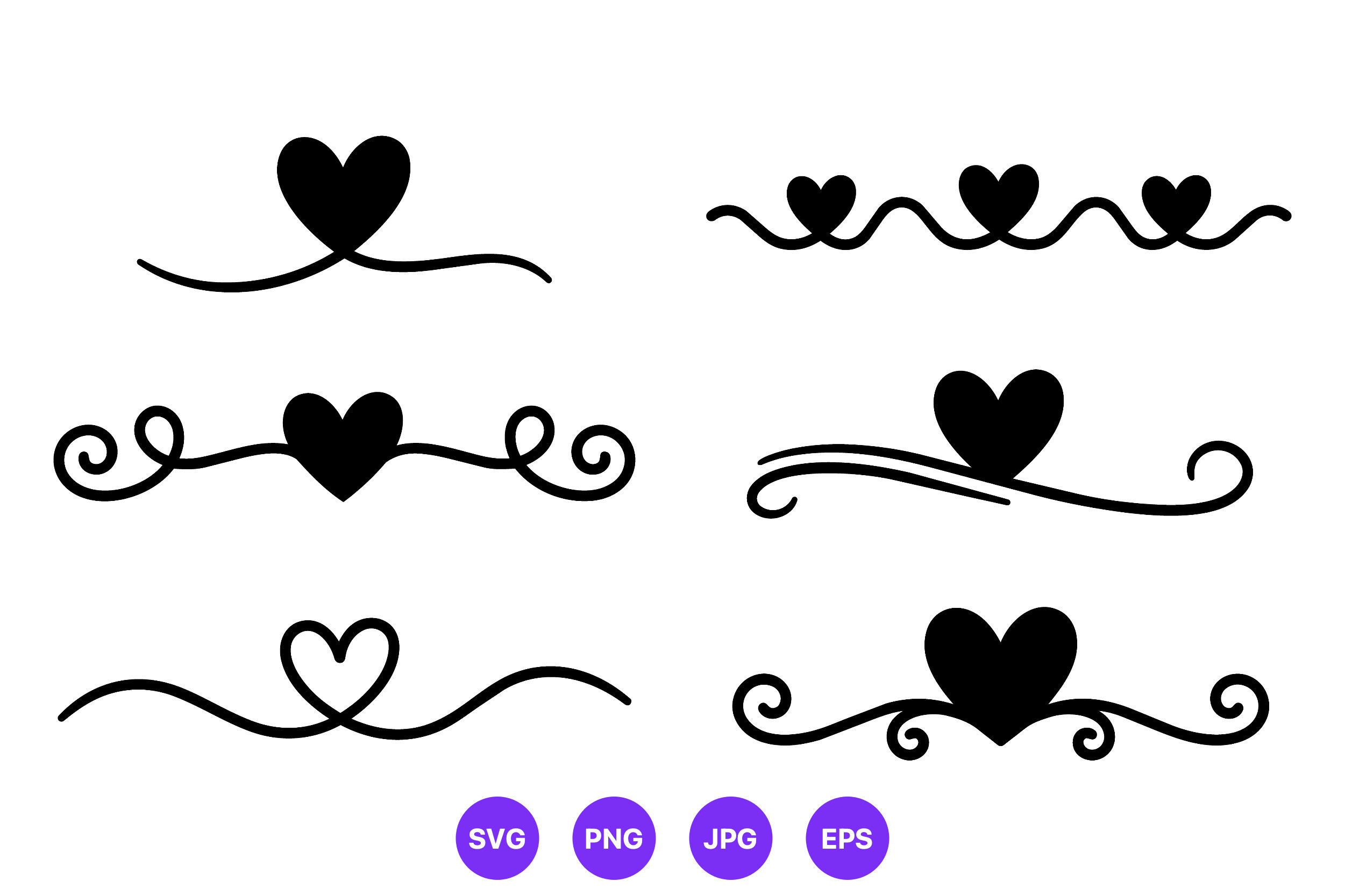 Black Heart Swirl Vector Art