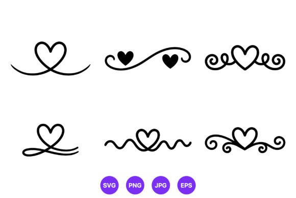 Black Heart Swirl Vector Line Art