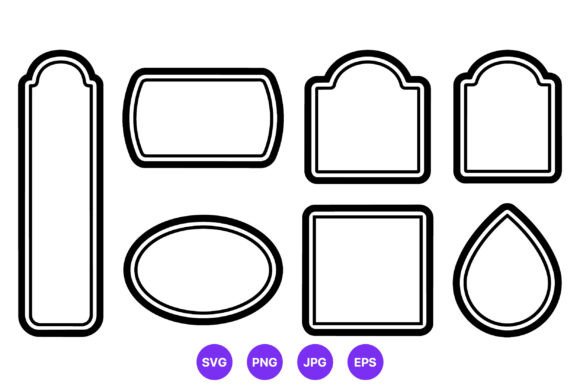 Black Outline Decorative Label Shapes