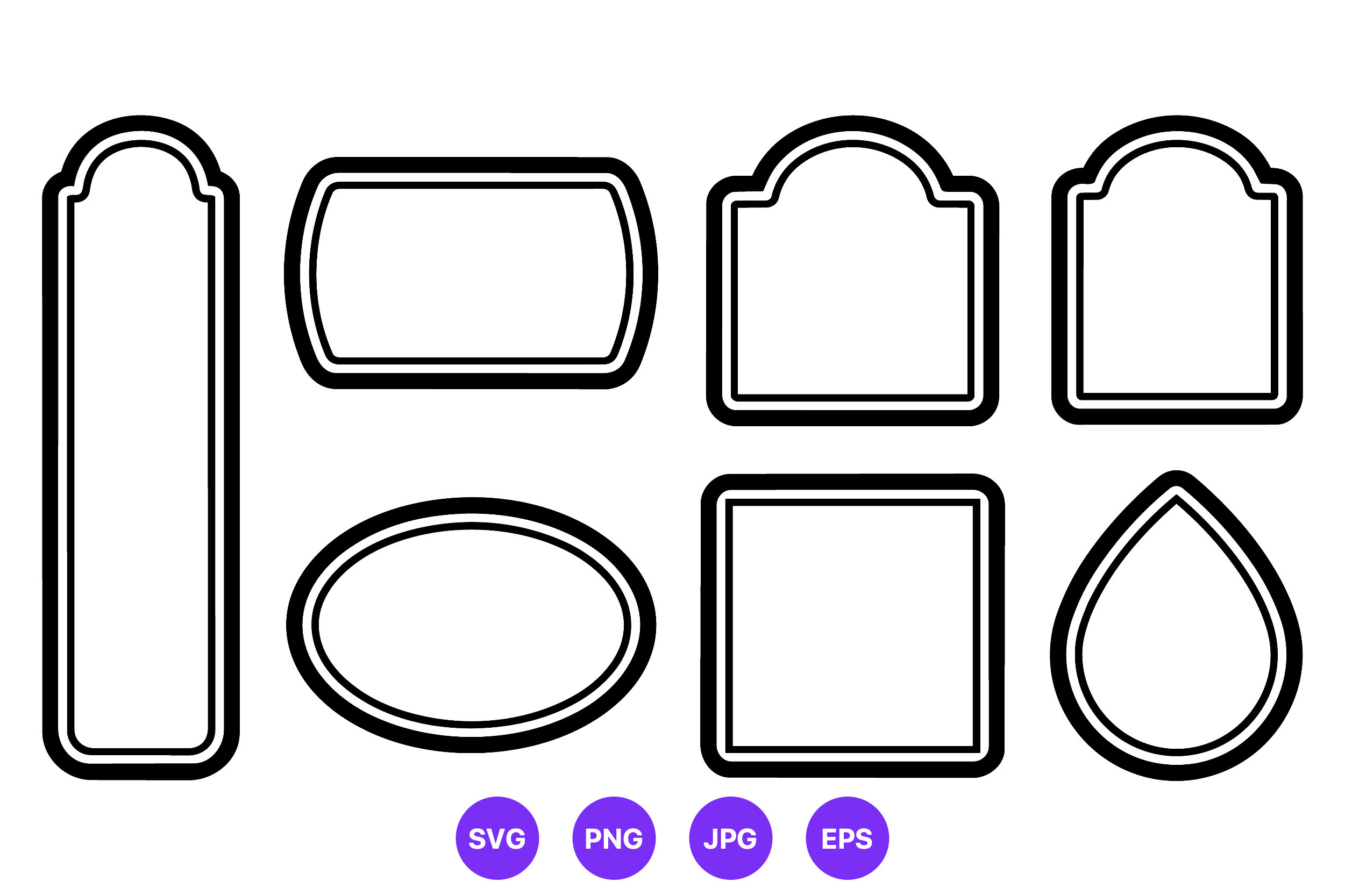Black Outline Decorative Label Shapes