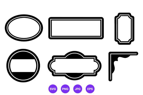 Black and White Decorative Label Shapes