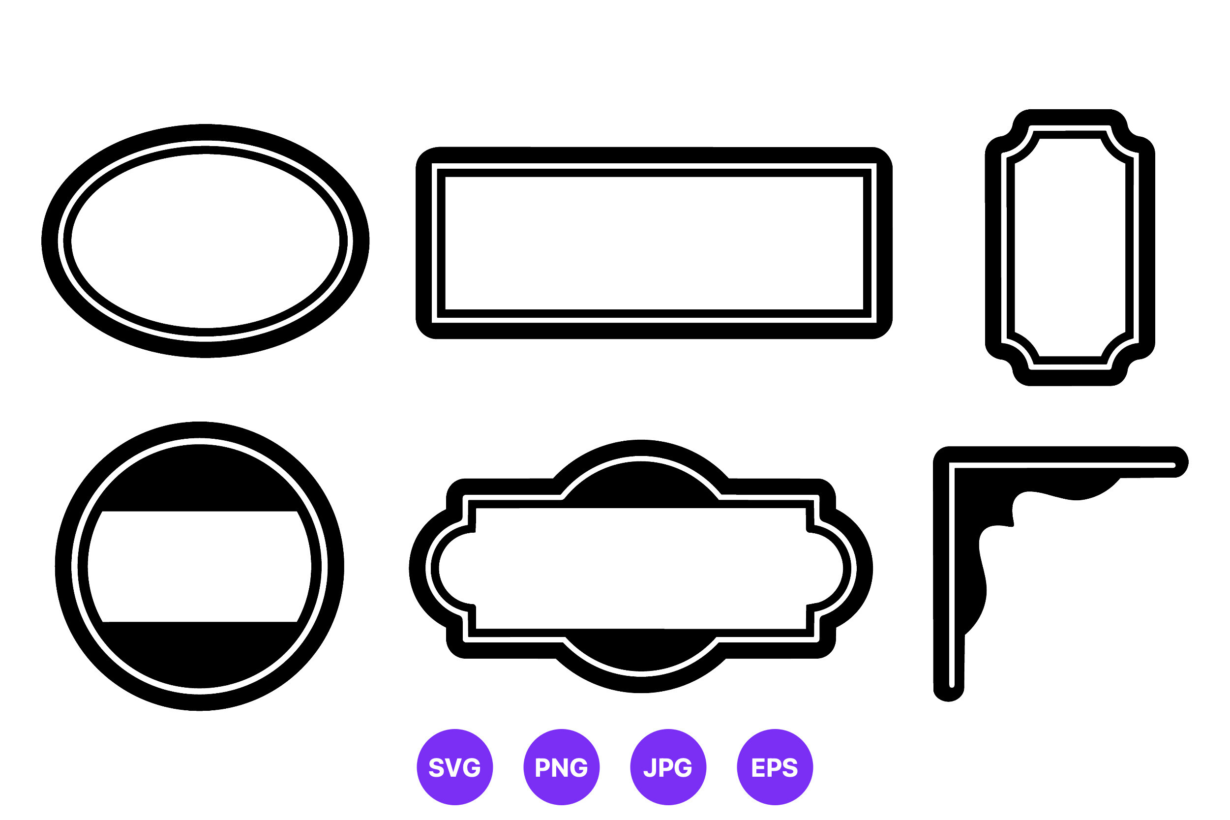 Black and White Decorative Label Shapes