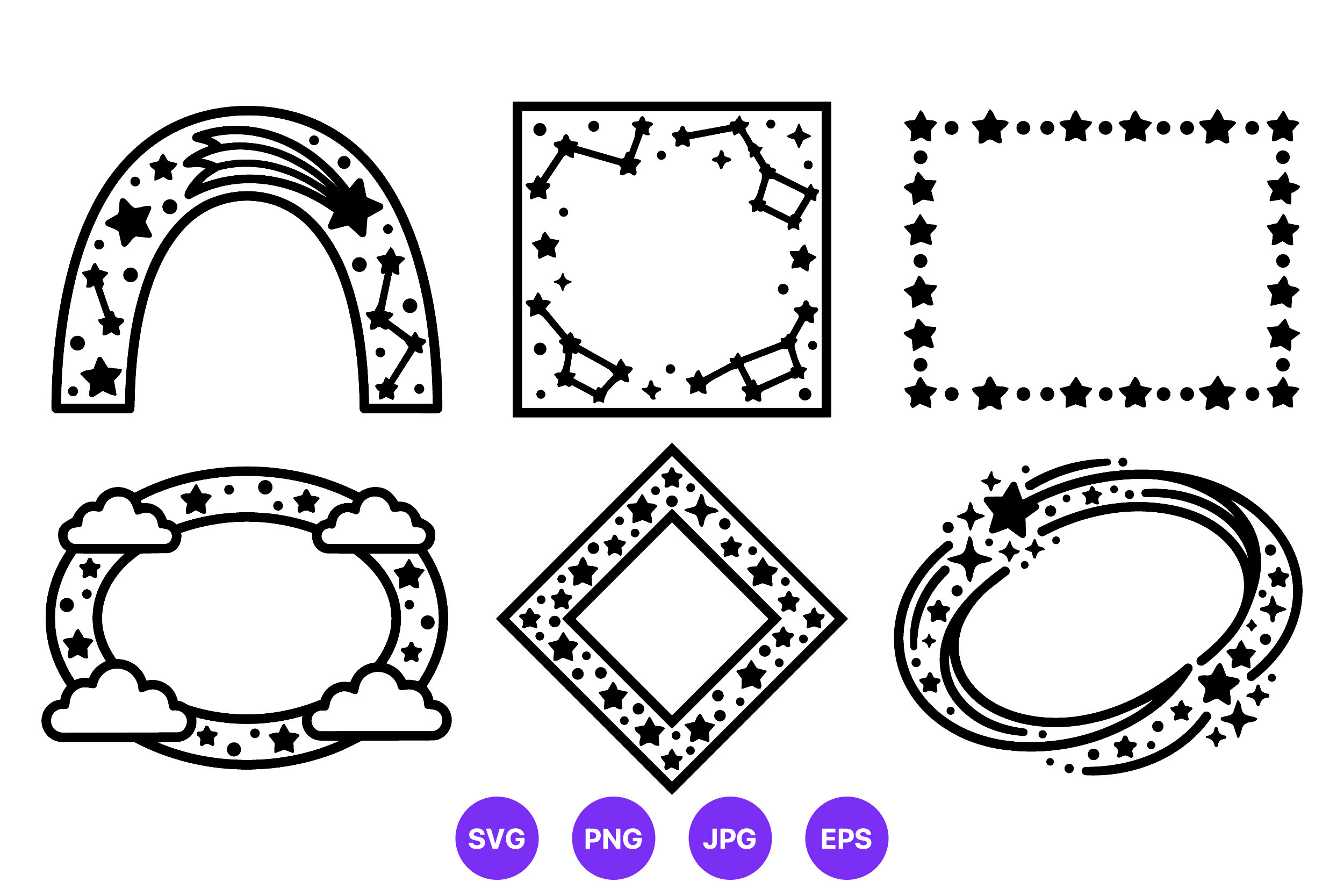 Celestial Star Frames Vector Art