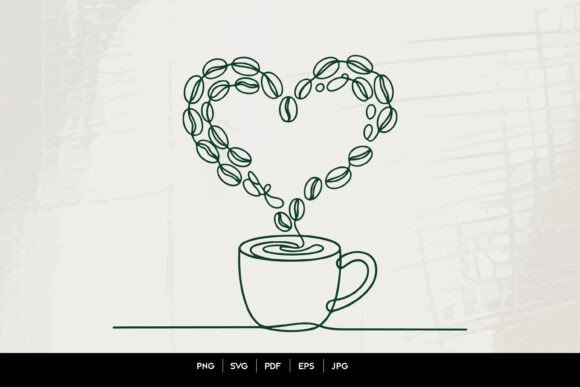 Coffee Love Line Art Vector