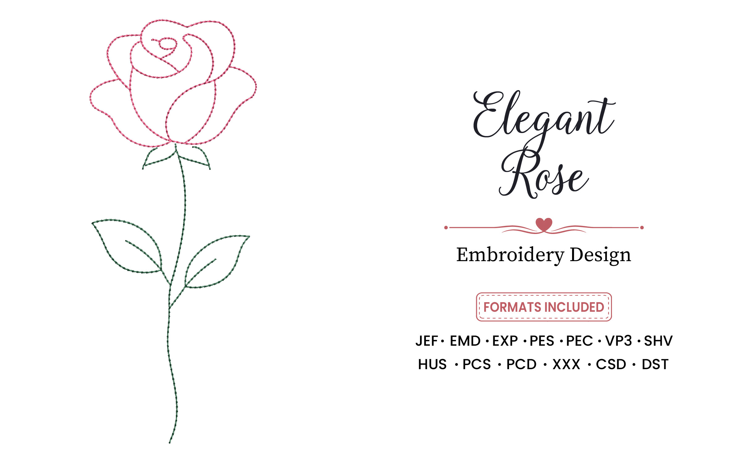 Elegant Rose Embroidery Design