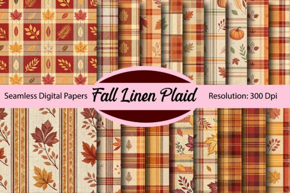 Fall Linen Plaid Seamless Digital Paper Grafik Papier-Muster Von Colourful