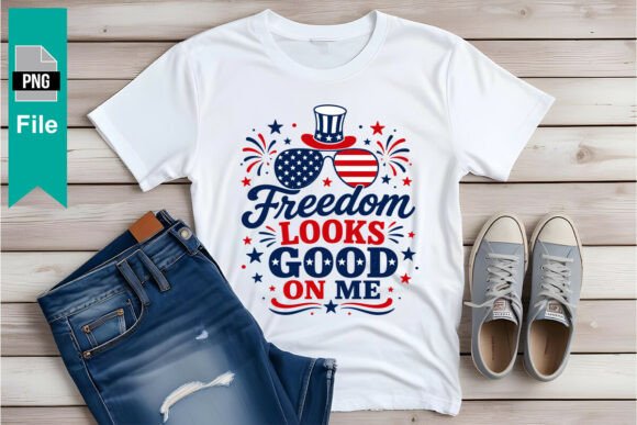 Freedom Looks Good on Me Free PNG Design Graphic T-shirt Designs By Mockup And Design Store