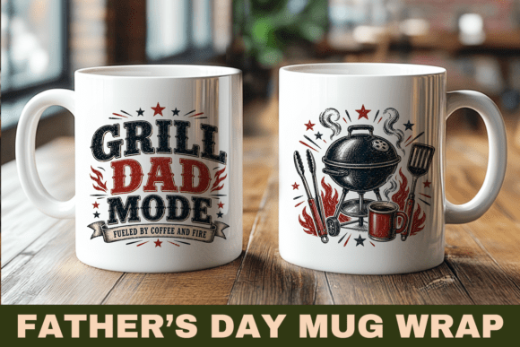 Funny Fathers Day Mug Wrap, Grill Dad Gráfico Artesanato Por KMarinaDesign