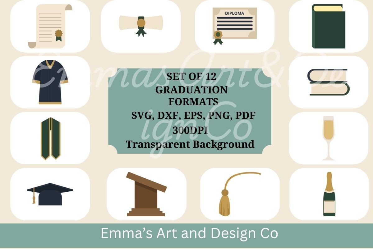 Graduation SVG Bundle Graphic by Emma's Art & Design Co · Creative Fabrica
