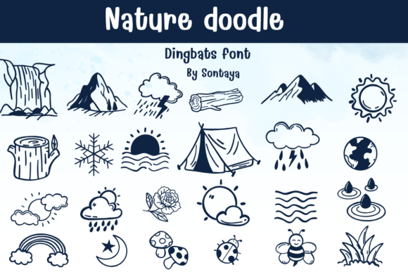 Preview of Nature Doodle dingbat font