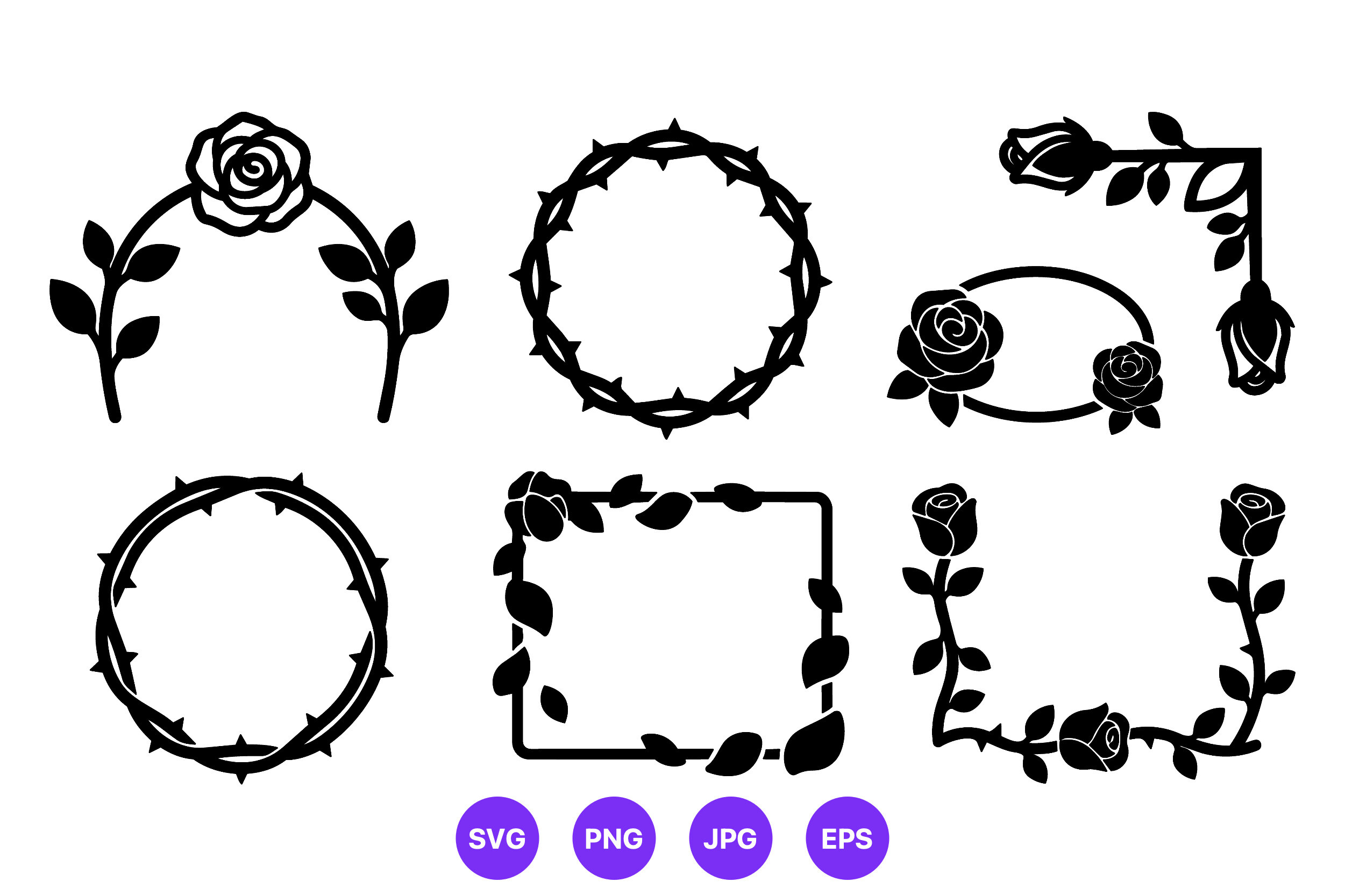 Rose Thorn Floral Wreaths Vector