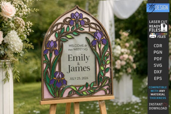 Stained Glass Wedding Welcome Sign Laser Laser Cutting By flydesignsvg