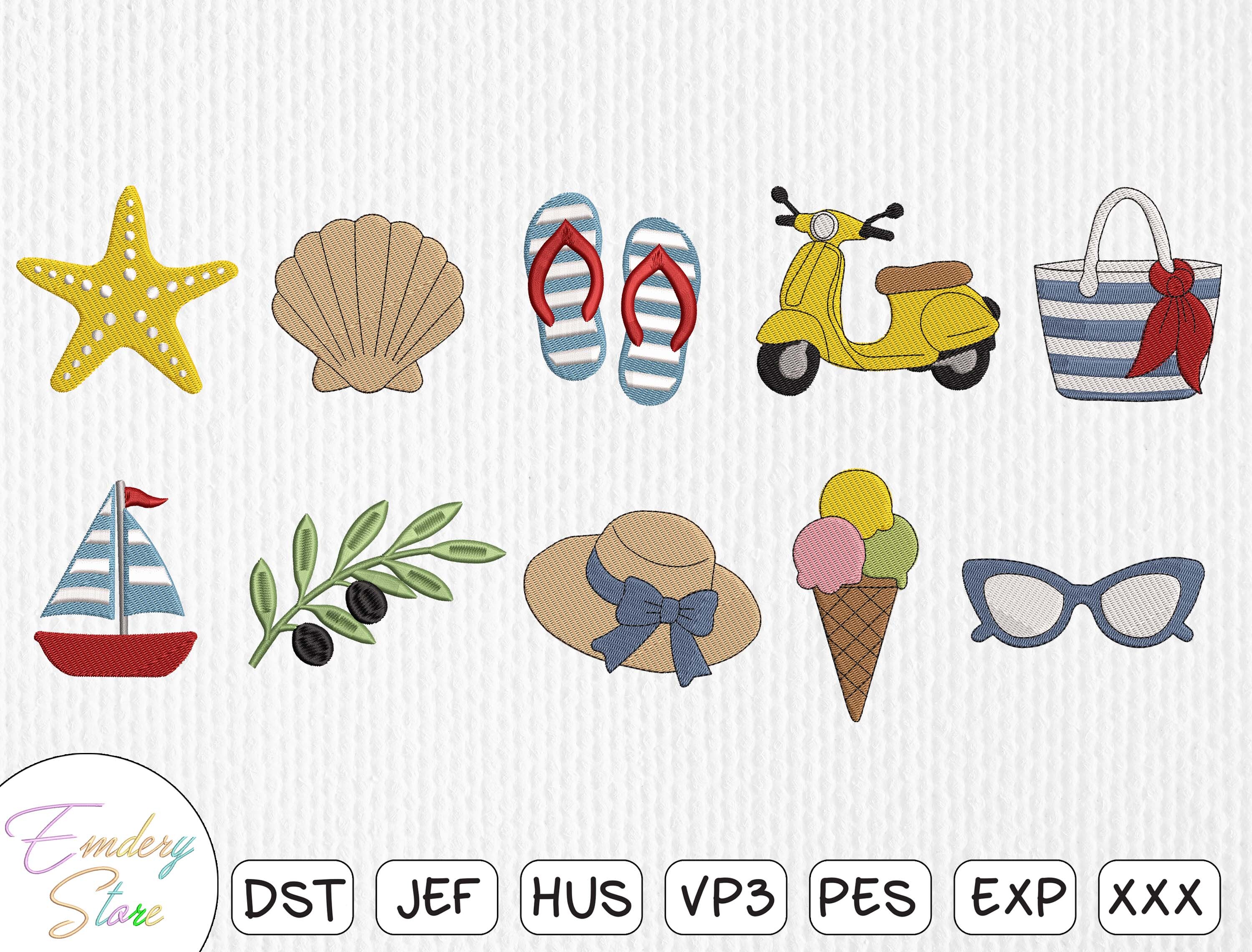 Summer Holiday Embroidery Design Set