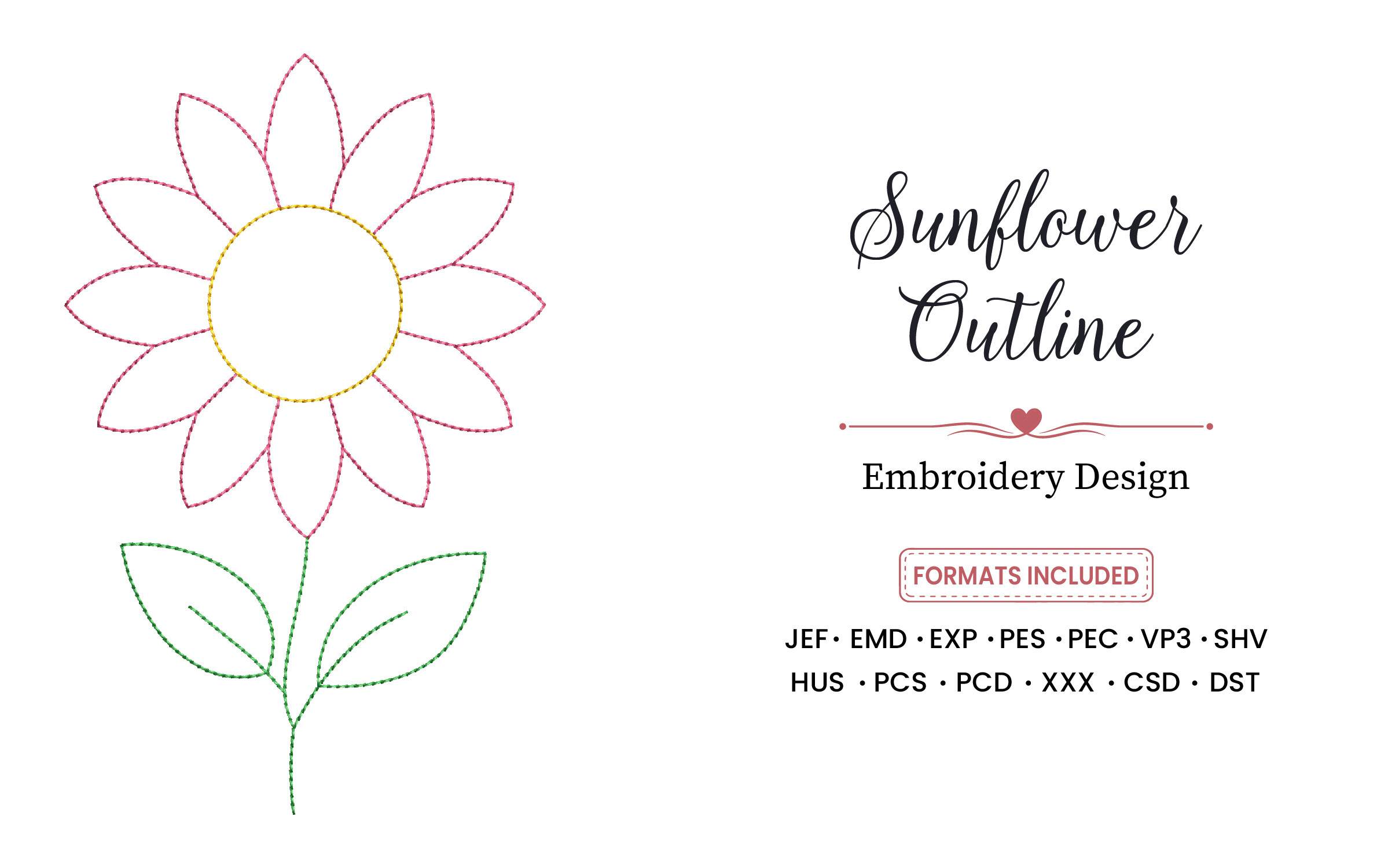 Sunflower Outline Embroidery Design