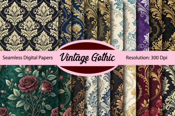 Vintage Gothic Seamless Digital Paper Grafik Papier-Muster Von Colourful