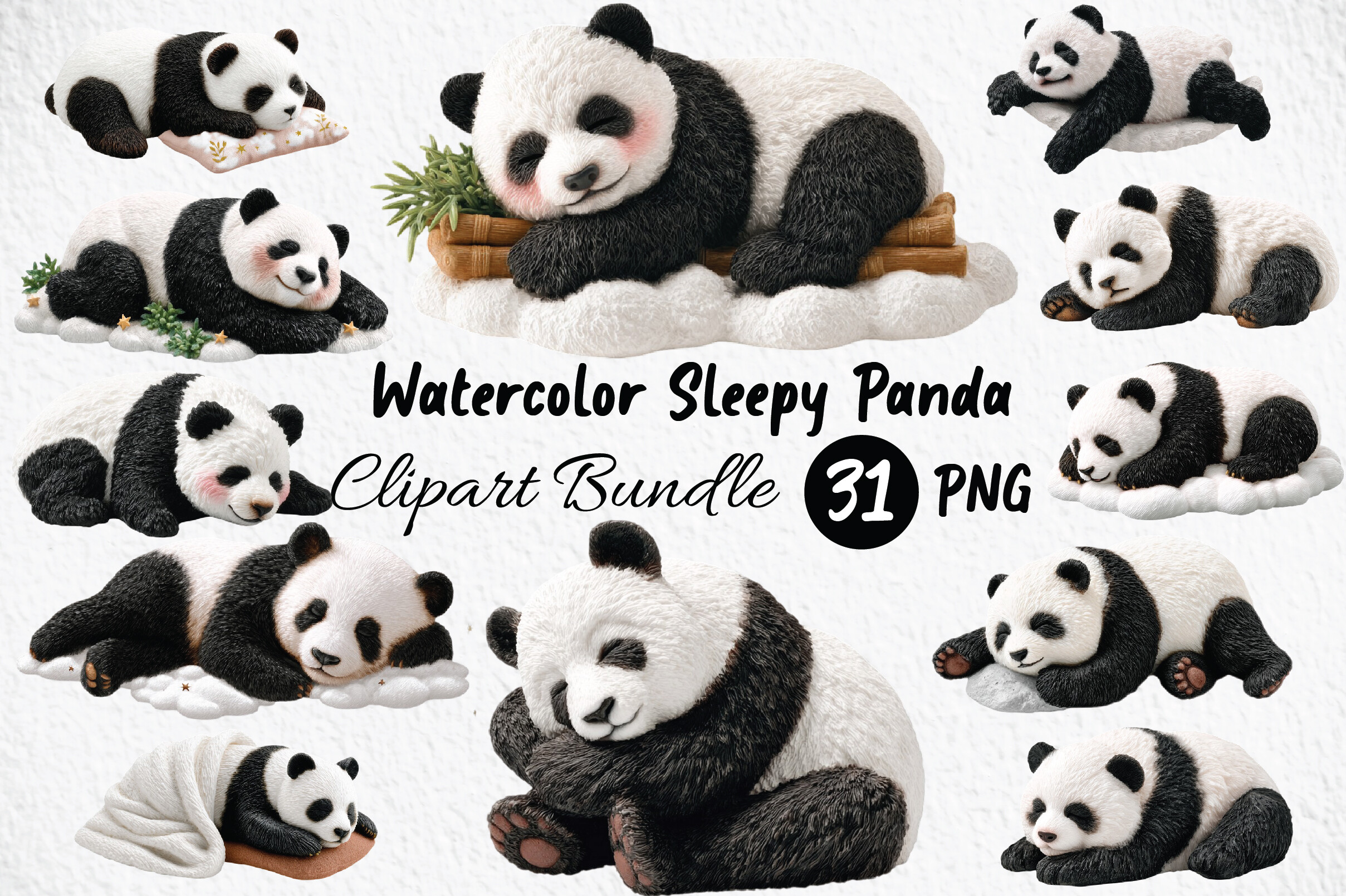 Watercolor Sleepy Panda Clipart Graphic by Craft Art · Creative Fabrica