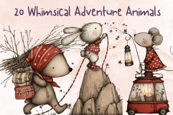 Whimsical Adventure Animals Clipart Set Graphic AI Illustrations By giraffecreativestudio