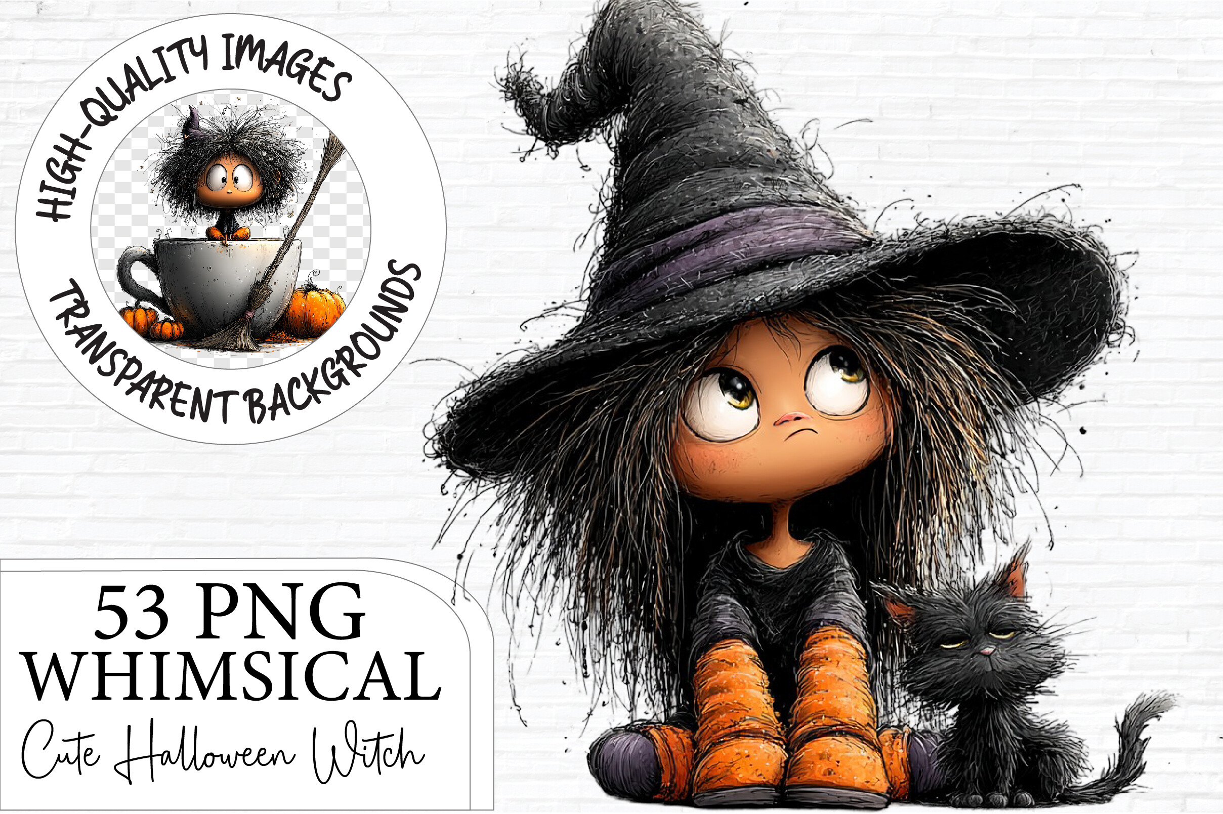 Whimsical Cute Halloween Witch Clipart Graphic by Artoya · Creative Fabrica