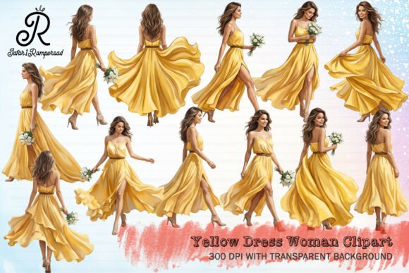 Yellow Dress Woman Clipart Graphic Illustrations By Jafar1Rampersad