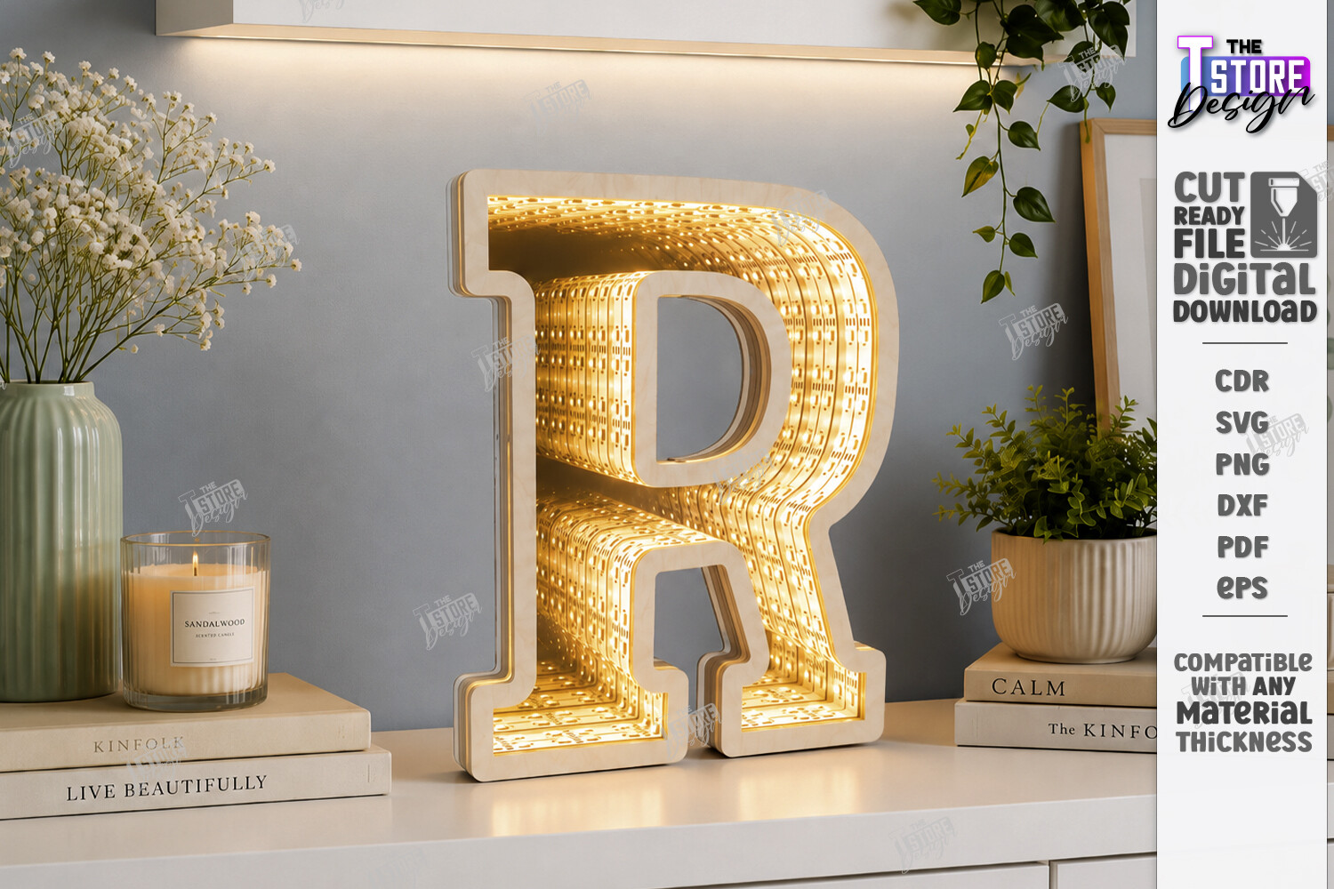 3D Infinity Mirror Letter Laser Cut |CNC · Creative Fabrica