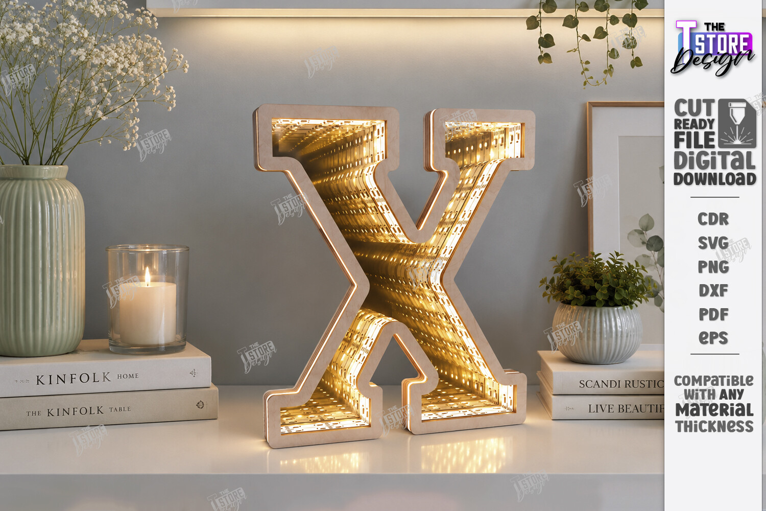 3D Infinity Mirror Letter Laser Cut |CNC · Creative Fabrica