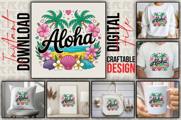 Aloha Tropical Flowers PNG Graphic Crafts By Craftabledesign