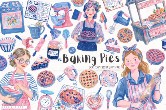 Baking Summer Pies Clipart
