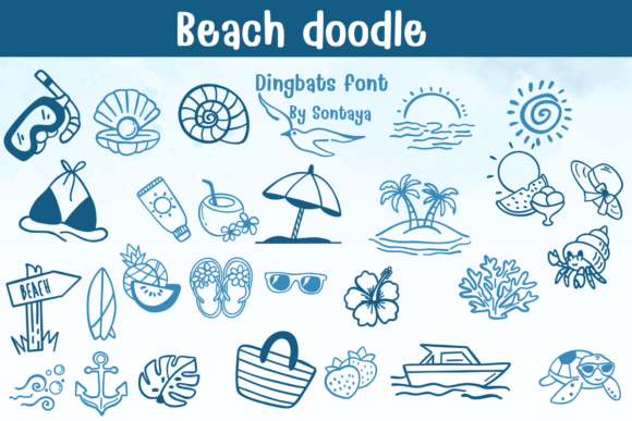 Beach Doodle Polices Dingbats Police Par Sontaya