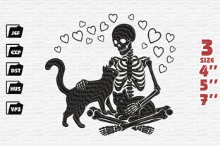Black Cat Skeleton Embroidery Design · Creative Fabrica
