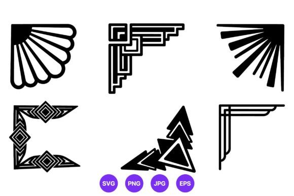 Black Geometric Corner Borders Vector