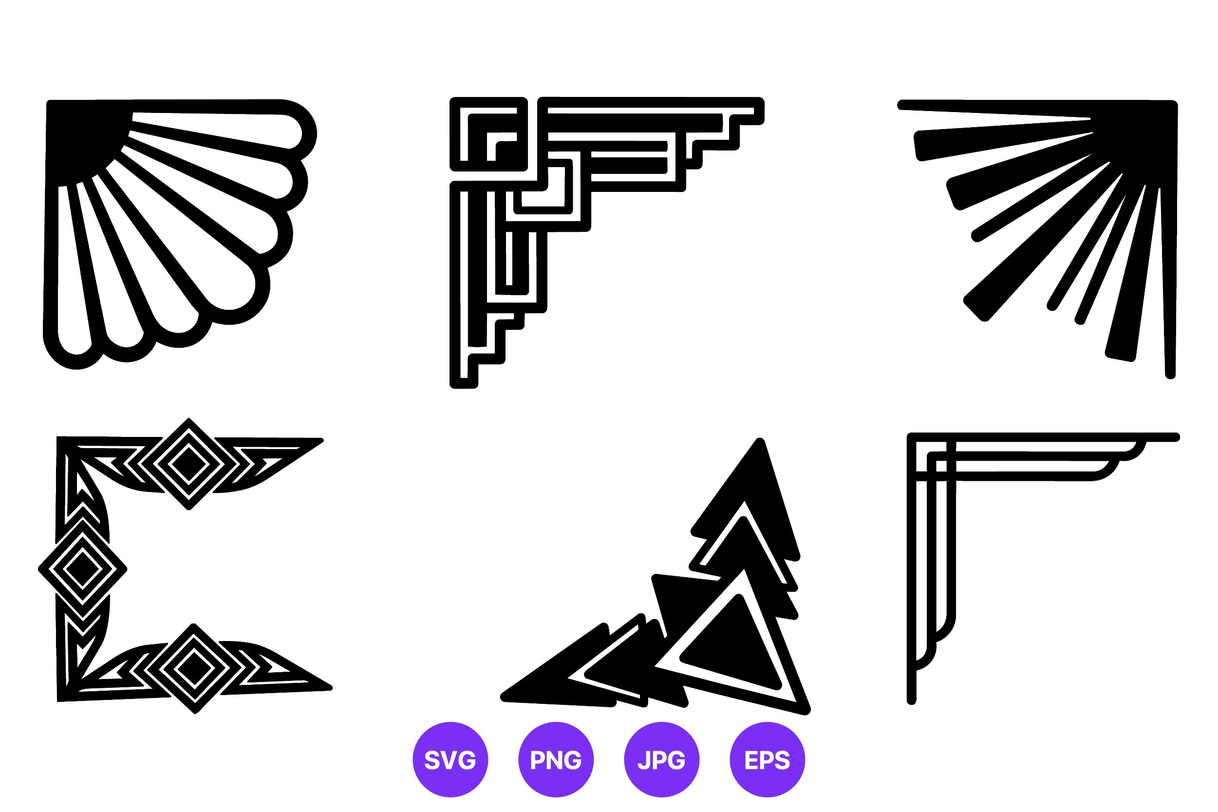 Black Geometric Corner Borders Vector