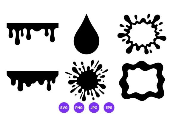 Black Paint Drip and Splatter Vector Set