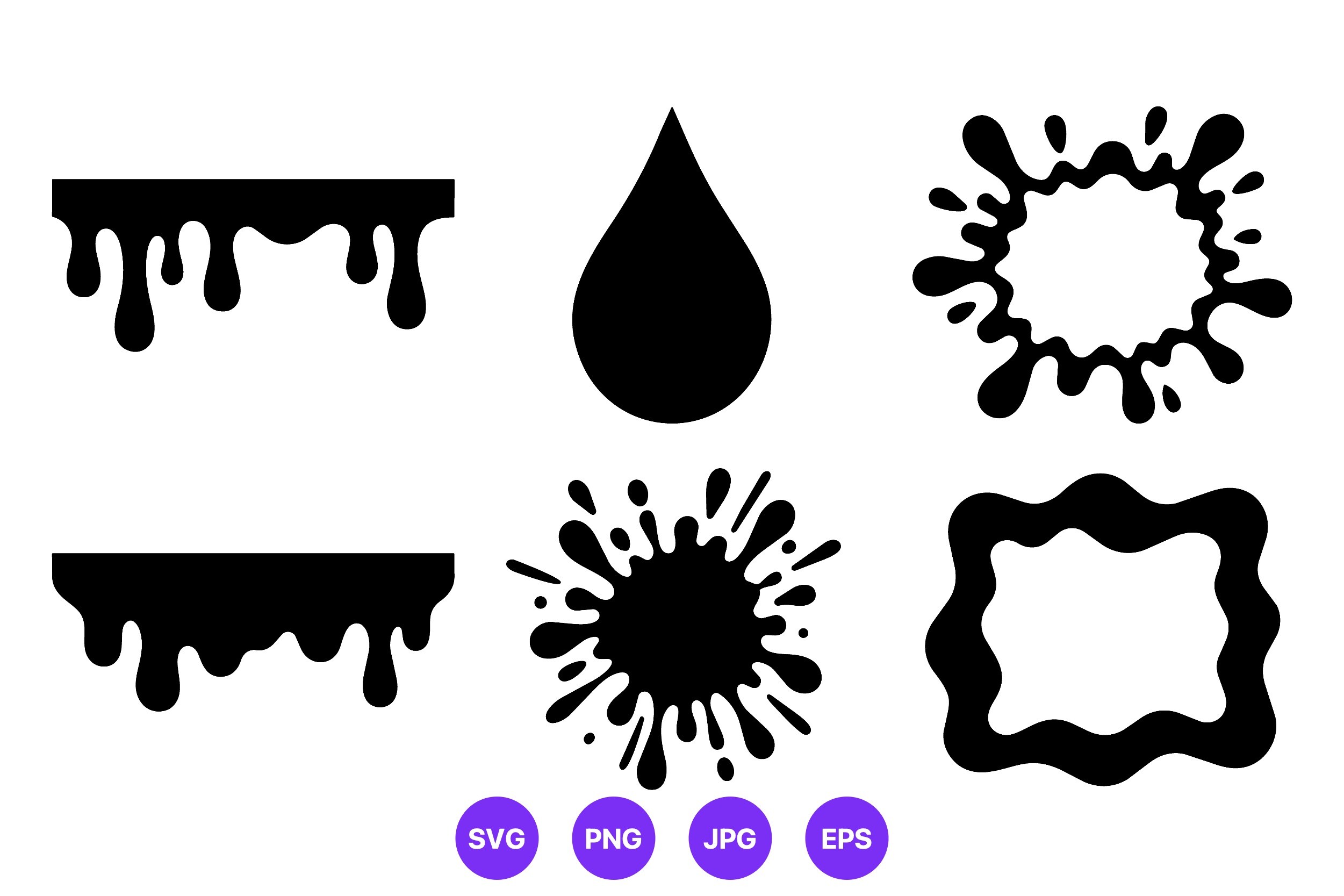 Black Paint Drip and Splatter Vector Set