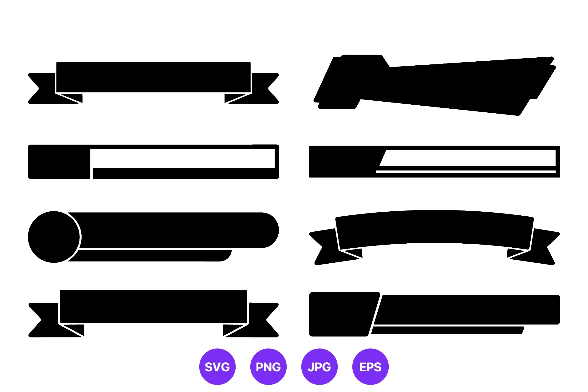 Black Ribbon Banner Vector Set