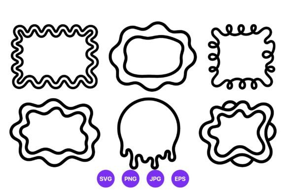 Black Wavy Frames Vector Set