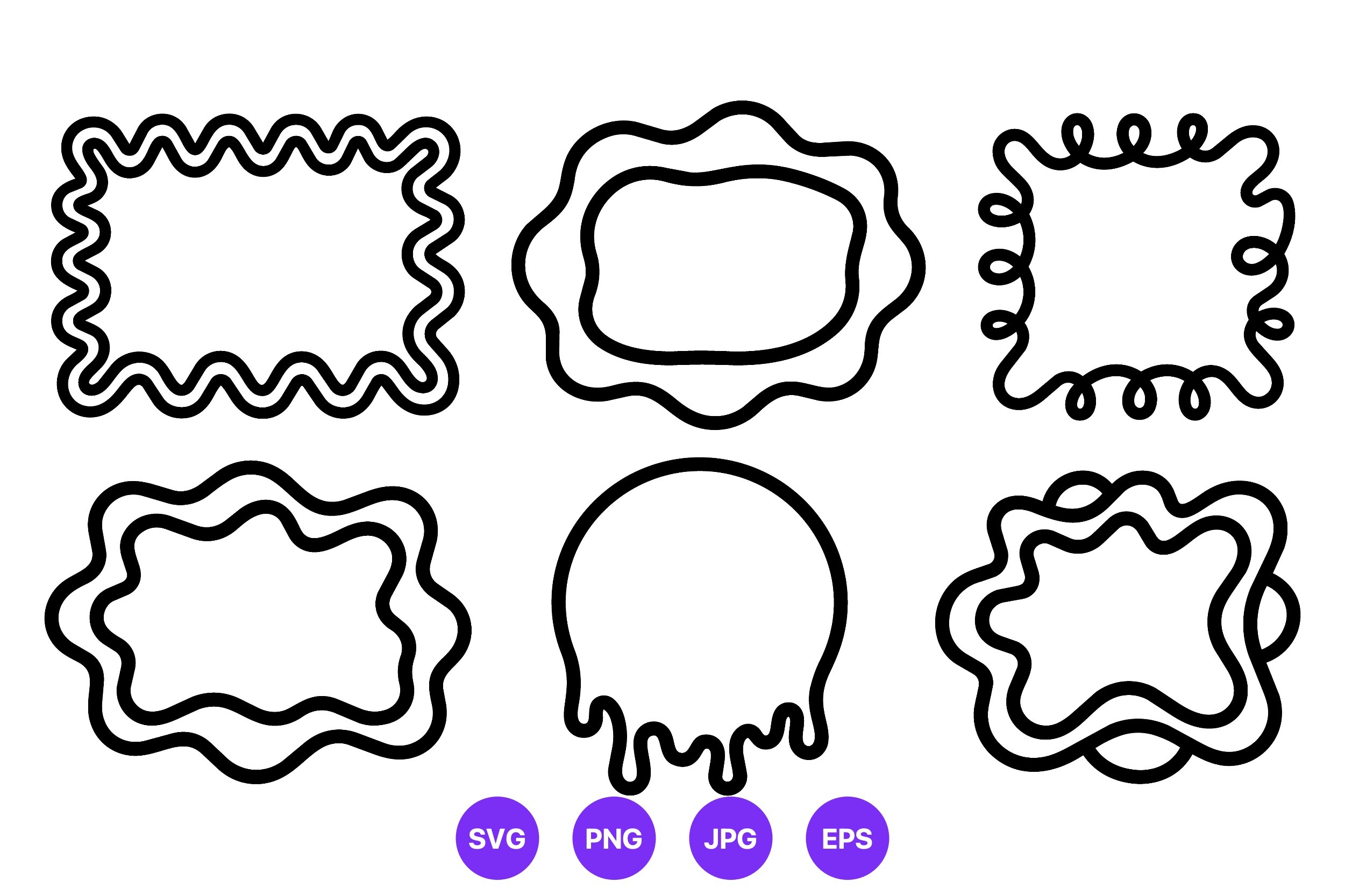 Black Wavy Frames Vector Set