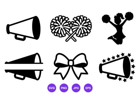 Cheerleader Megaphones Pompoms Bow Black
