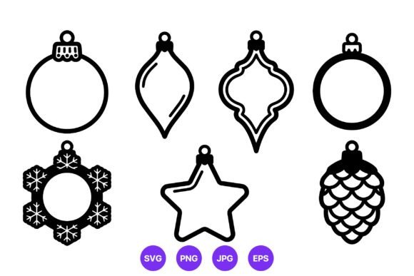 Christmas Ornament Icon Set Black White
