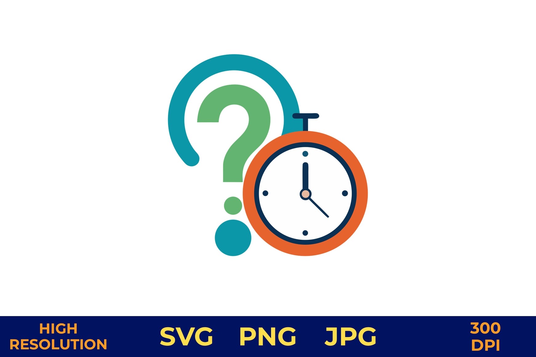 Question Mark Clock Design Clock and Question Mark Vector Design Graphic by designcrafts ...