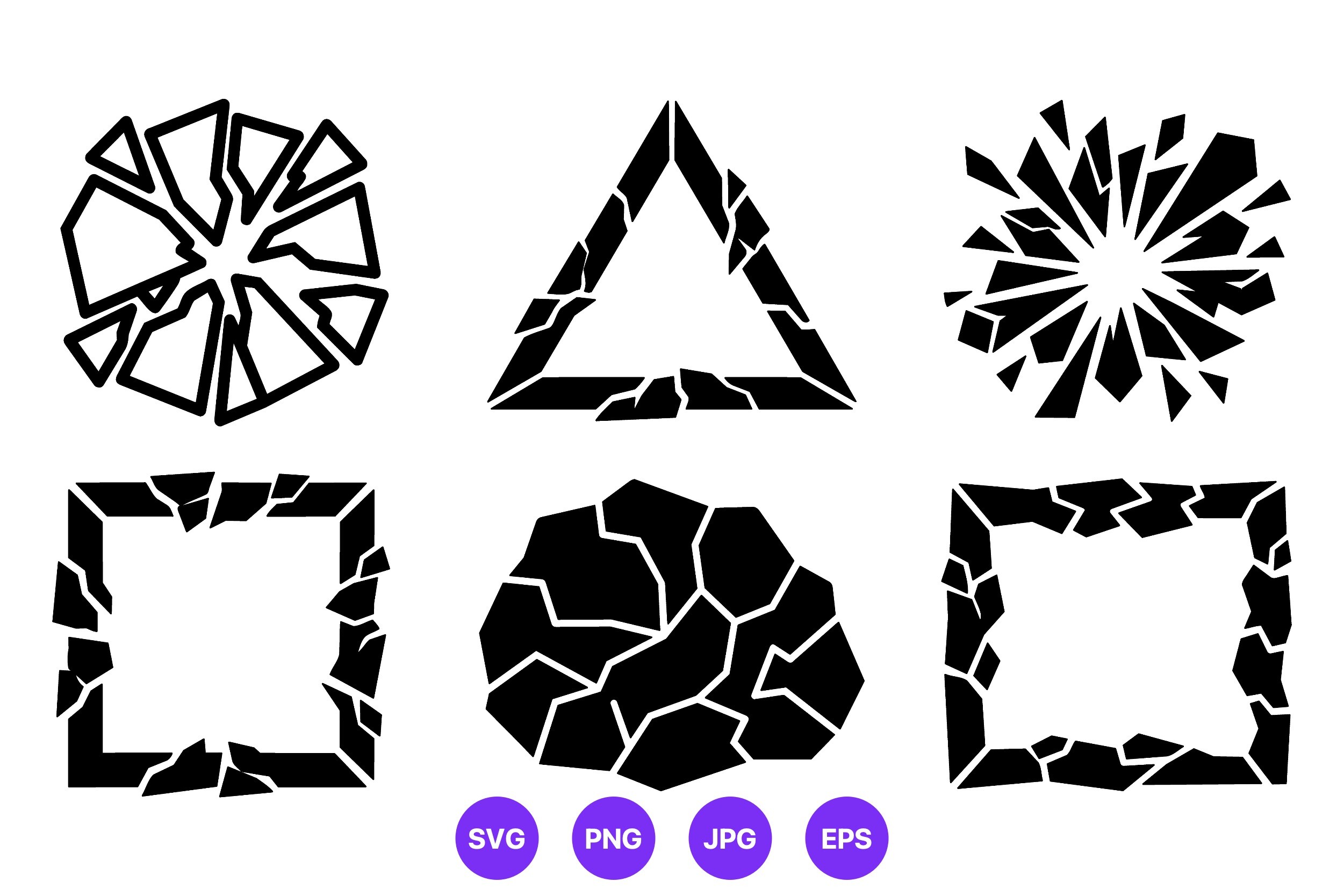Cracked Broken Geometric Vector Shapes