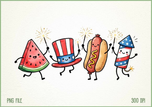 Cute Doodle 4th of July PNG Graphic AI Illustrations By SoftInk Studio